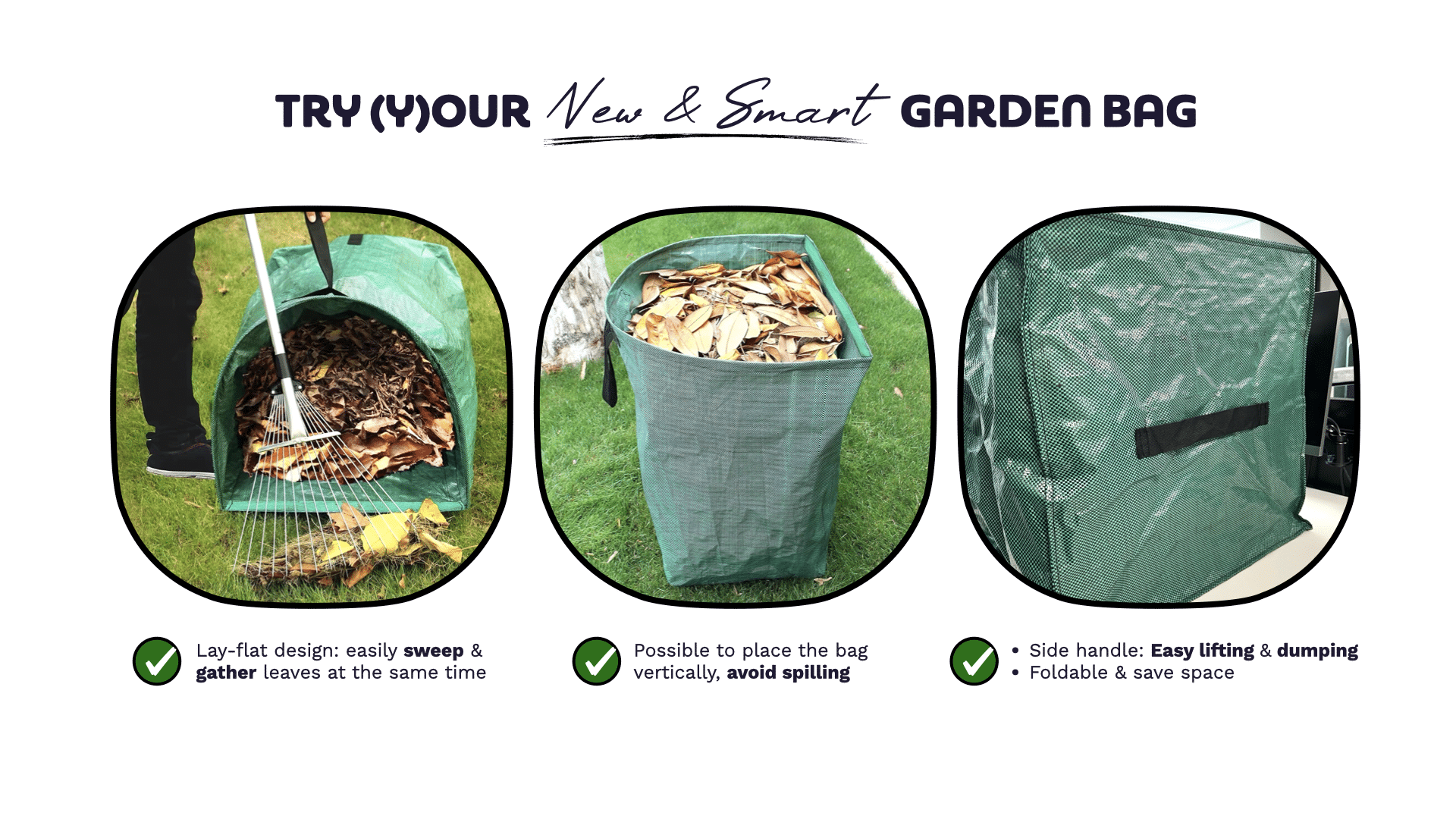 Riutilizzabile, sacchi per rifiuti, giardino